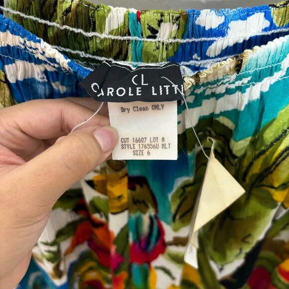 Carole Little White Tropical 2-Piece Vintage High Rise Wide Leg Pant Set Sz 6 - Picture 9 of 14